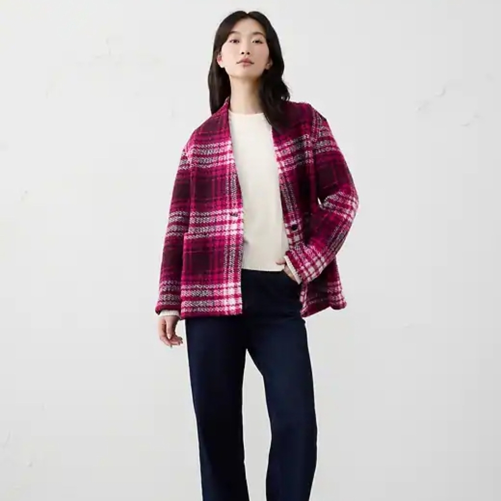 Banana Republic Pink Knit Boucle Coat XXSP